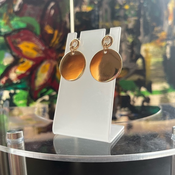 14th & Union Gold Tone Posts With Dangling Disc 1.25inch approx - Picture 5 of 5